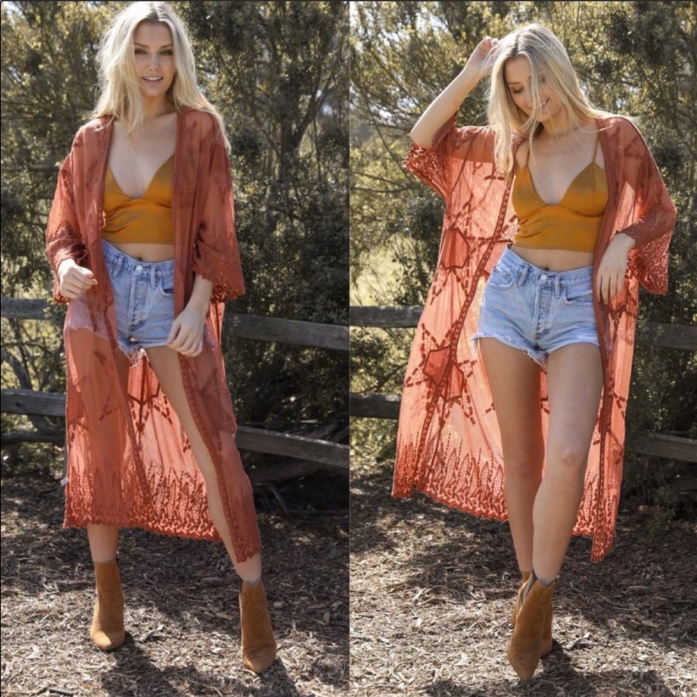 LAST 1‼️CARINA Embroidered mesh - Kimono - Picture 2 of 6